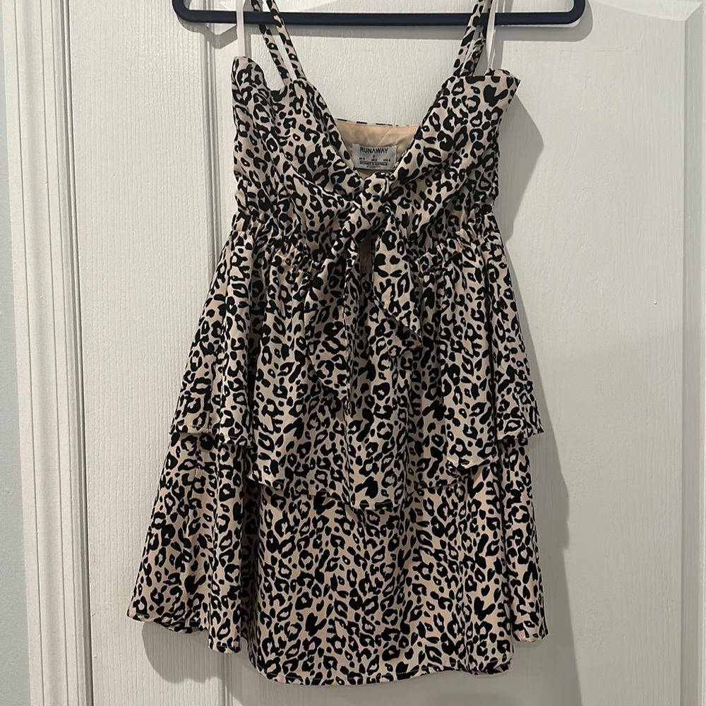 Mini animal print cutout dress